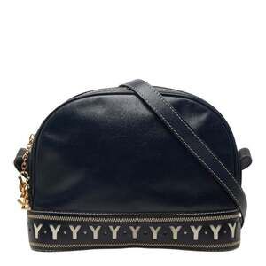 Saint Laurent Vintage Y-Cut Out Shoulder Bag, Navy Leather, Women's